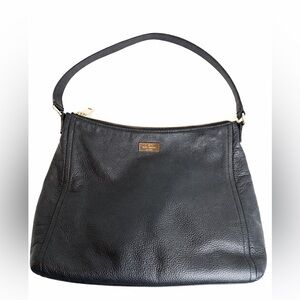 Kate Spade New York Black Pebbled 100% Cow Leather Hobo Shoulder Bag Old Money